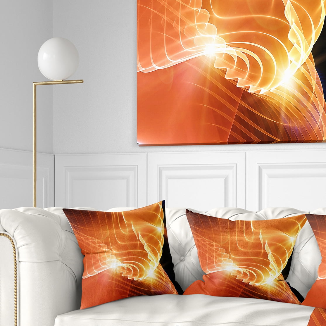 Designart Bright Yellow 3d Abstract Design - Contemporary Abstract Throw Pillow - 16x16