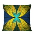 thumbnail image 1 of Designart Bright Yellow Blue Fractal Flower - Floral Throw Pillow - 16x16, 1 of 1
