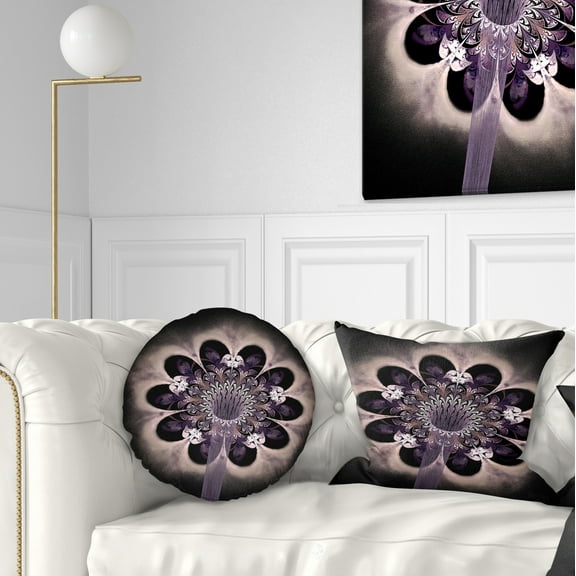 Designart Bright Yellow Digital Art Fractal Flower - Floral Throw Pillow - 12x20