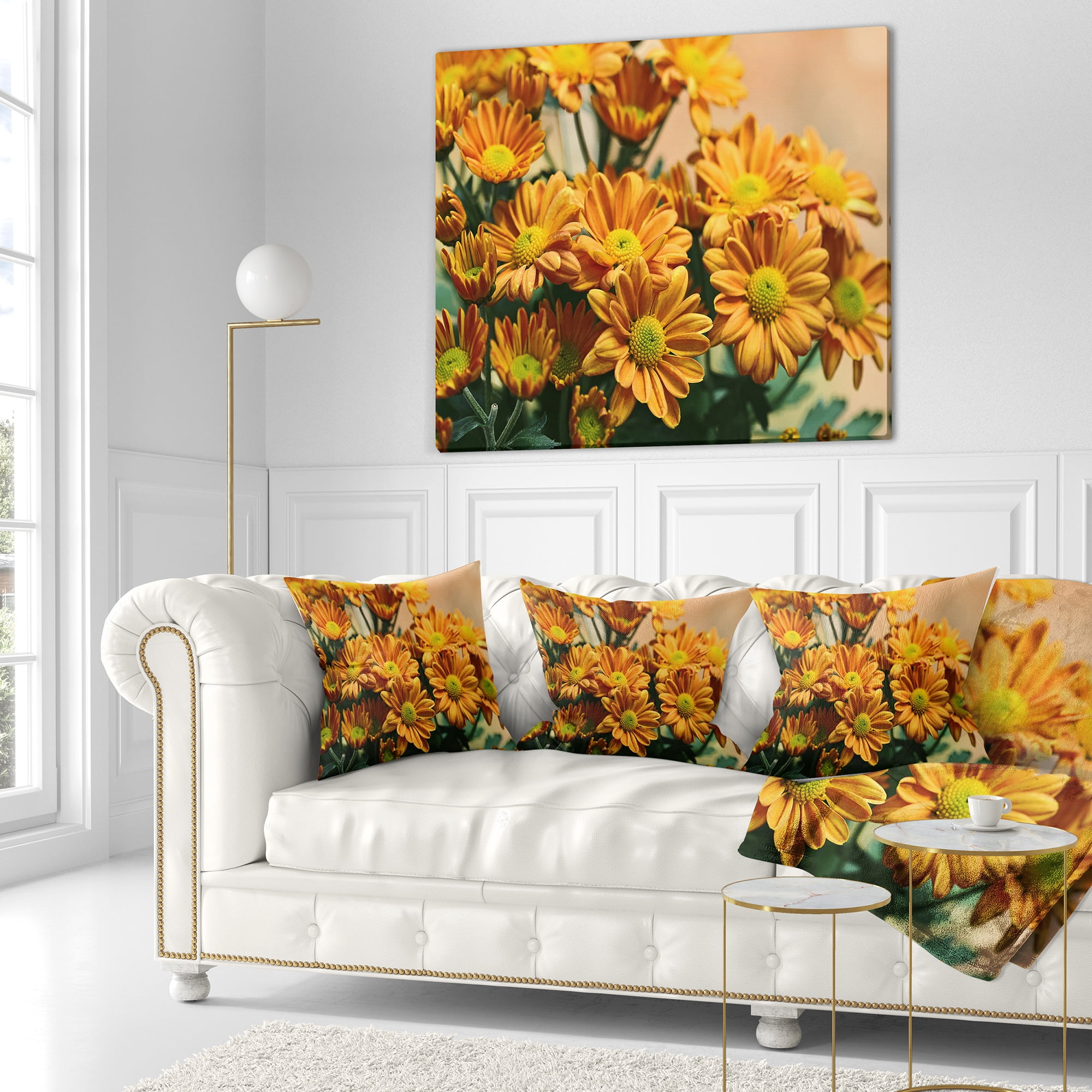 Designart Bright Yellow Flowers in Garden - Floral Throw Pillow - 16x16