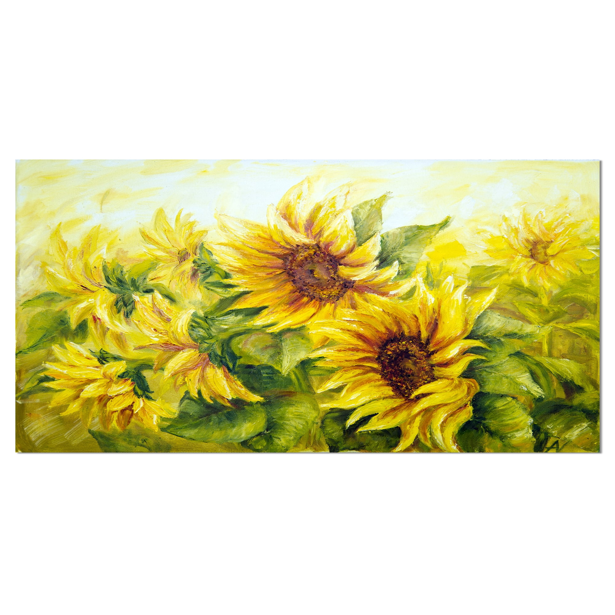 Designart 'Bright Yellow Sunny Sunflowers ' Floral Painting Canvas
