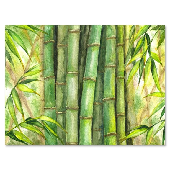 Designart ' Bright and Green Bamboo Stems ' Transitional Canvas Wall Art Print