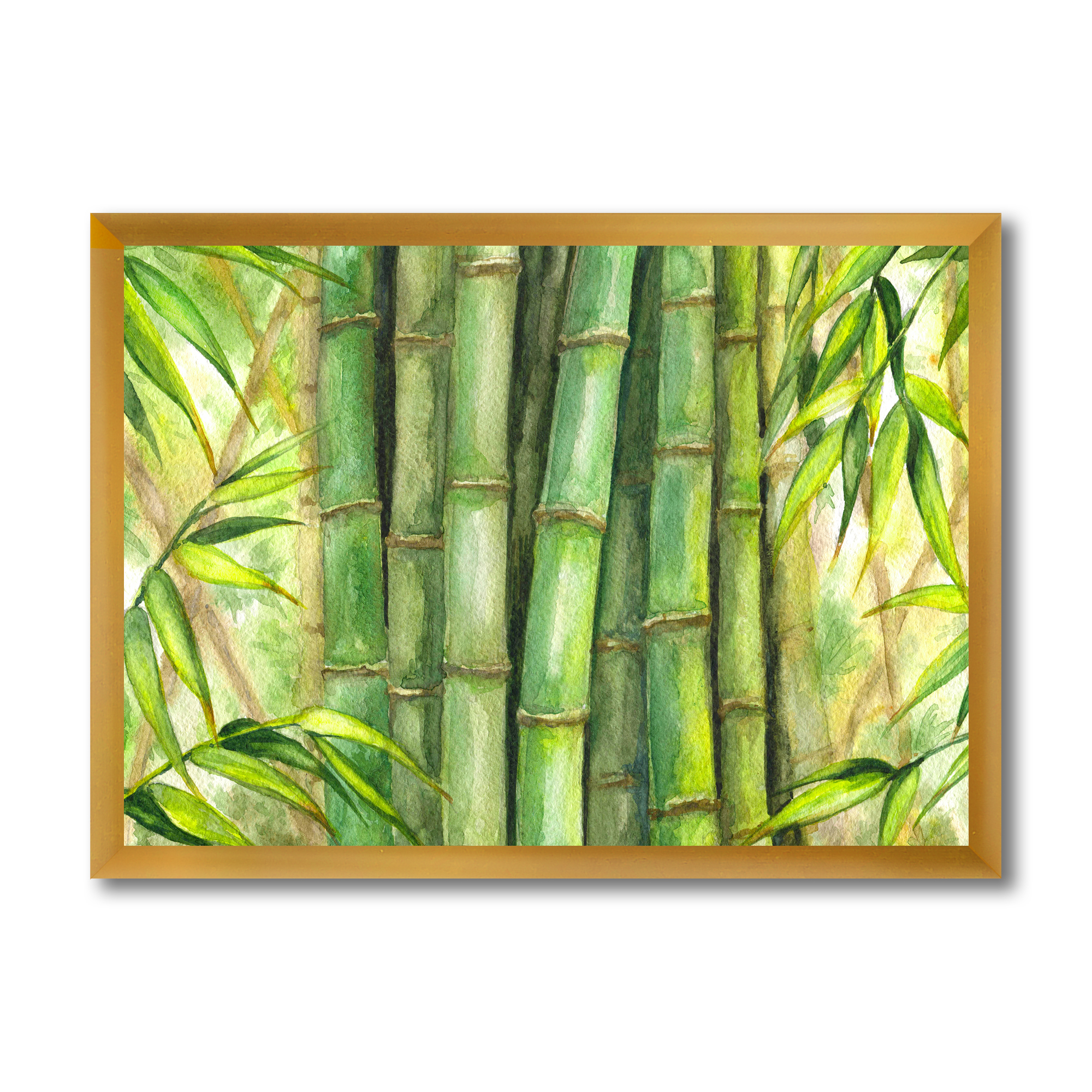 Designart 'Bright and Green Bamboo Stems' Transitional Framed Art Print