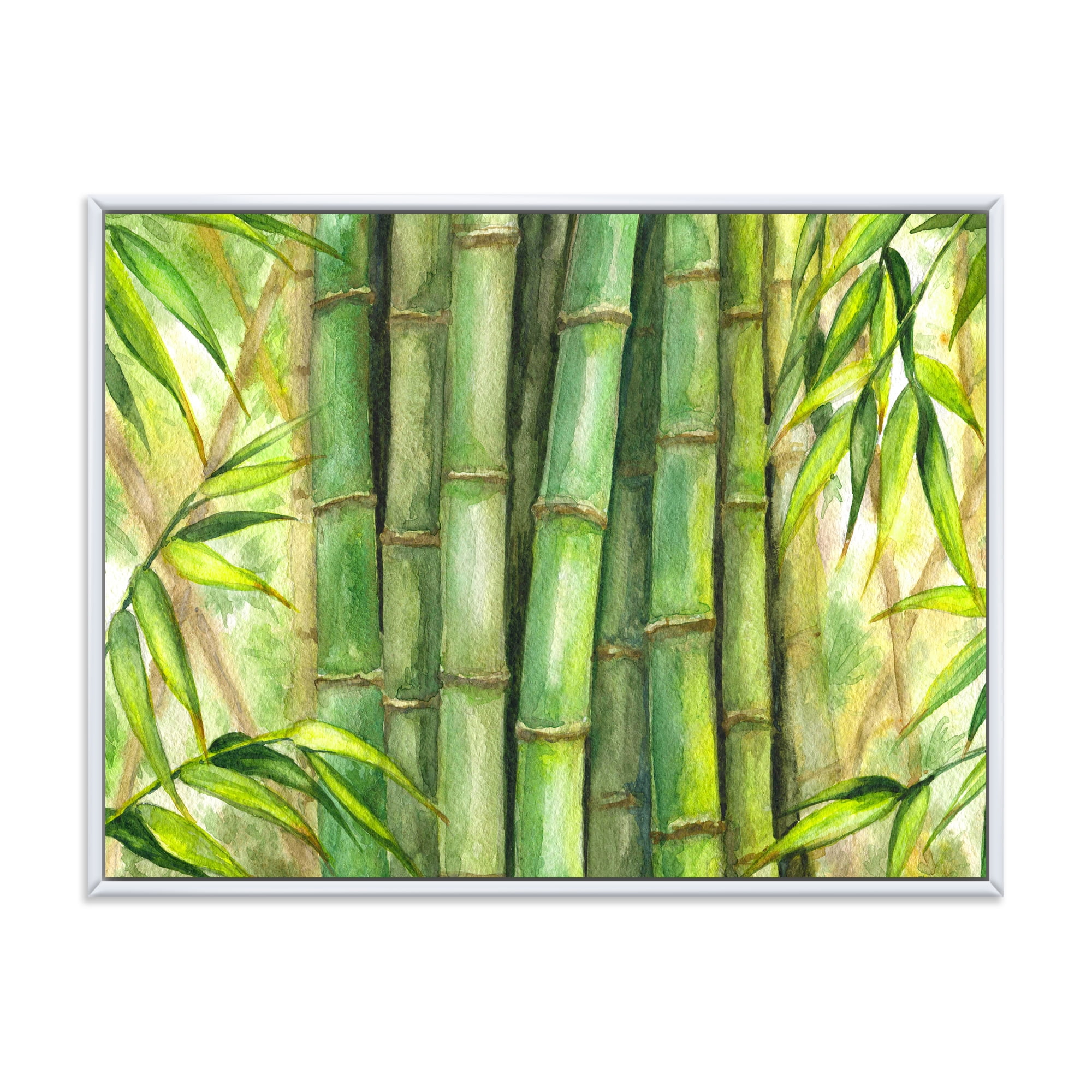 Designart 'Bright and Green Bamboo Stems' Transitional Framed Canvas Wall Art Print