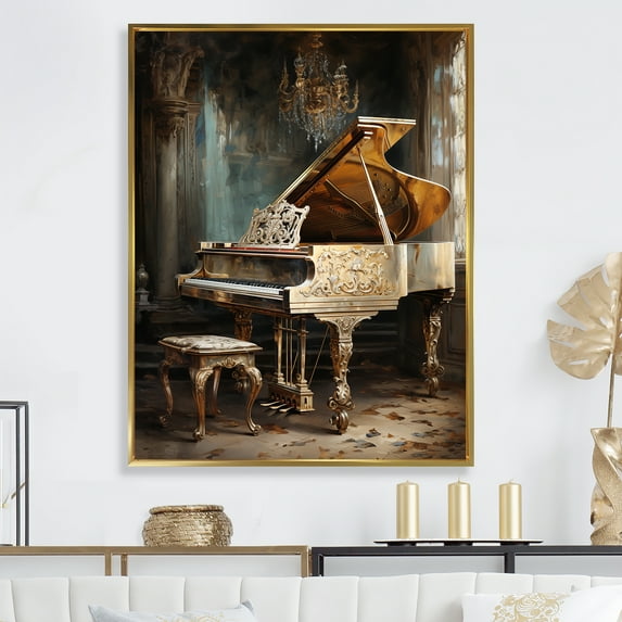 Designart "Brilliance Of The French Baroque Piano" Music Floater Framed Canvas Prints