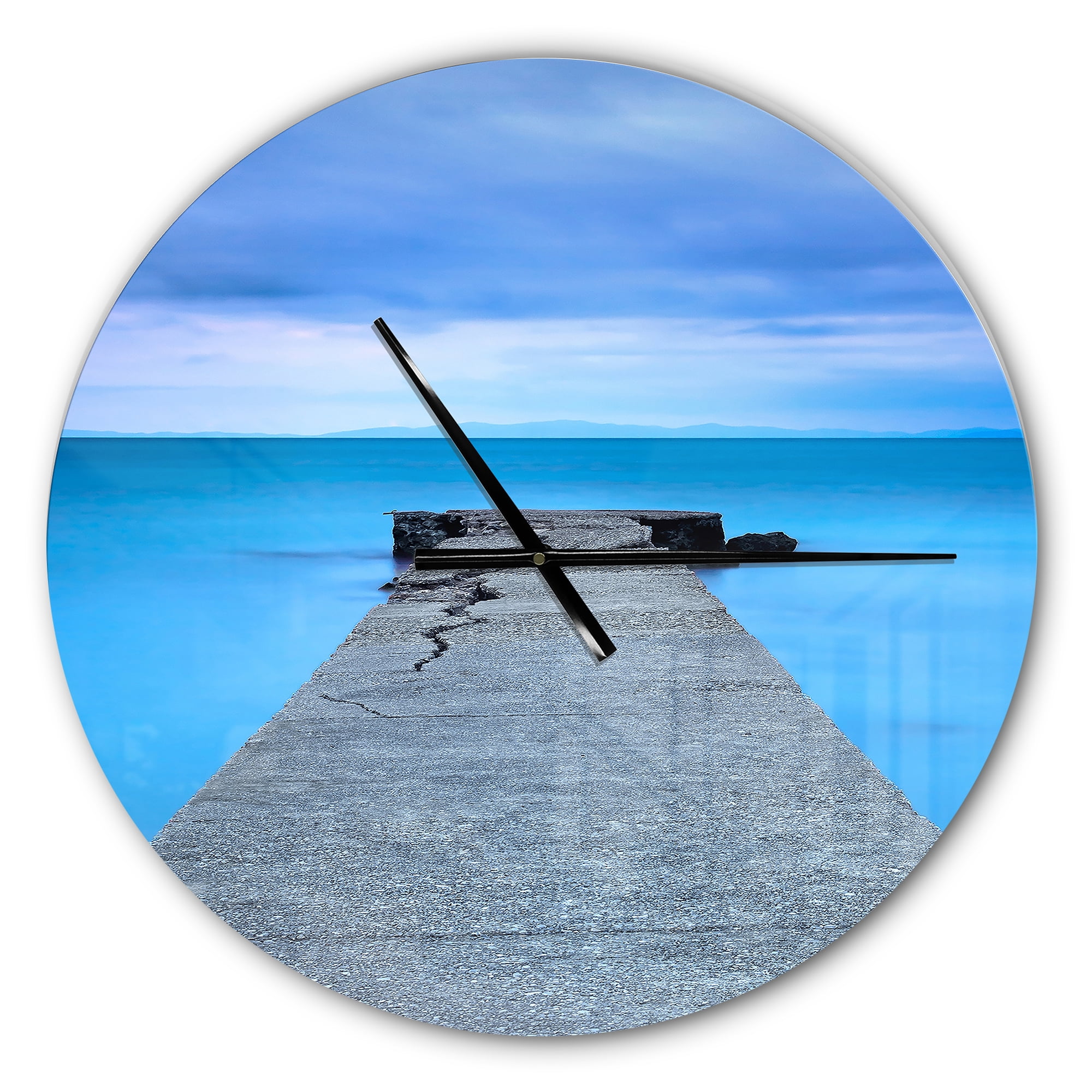 Designart 'Broken Concrete Jetty ' Modern wall clock