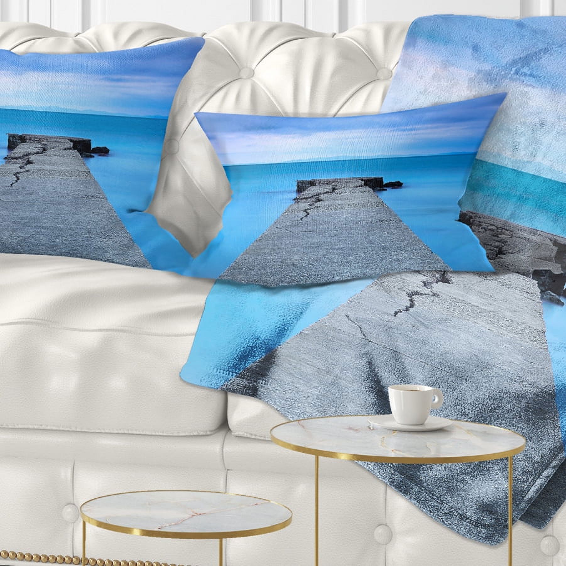 Designart Broken Concrete Jetty - Seascape Throw Pillow - 12x20