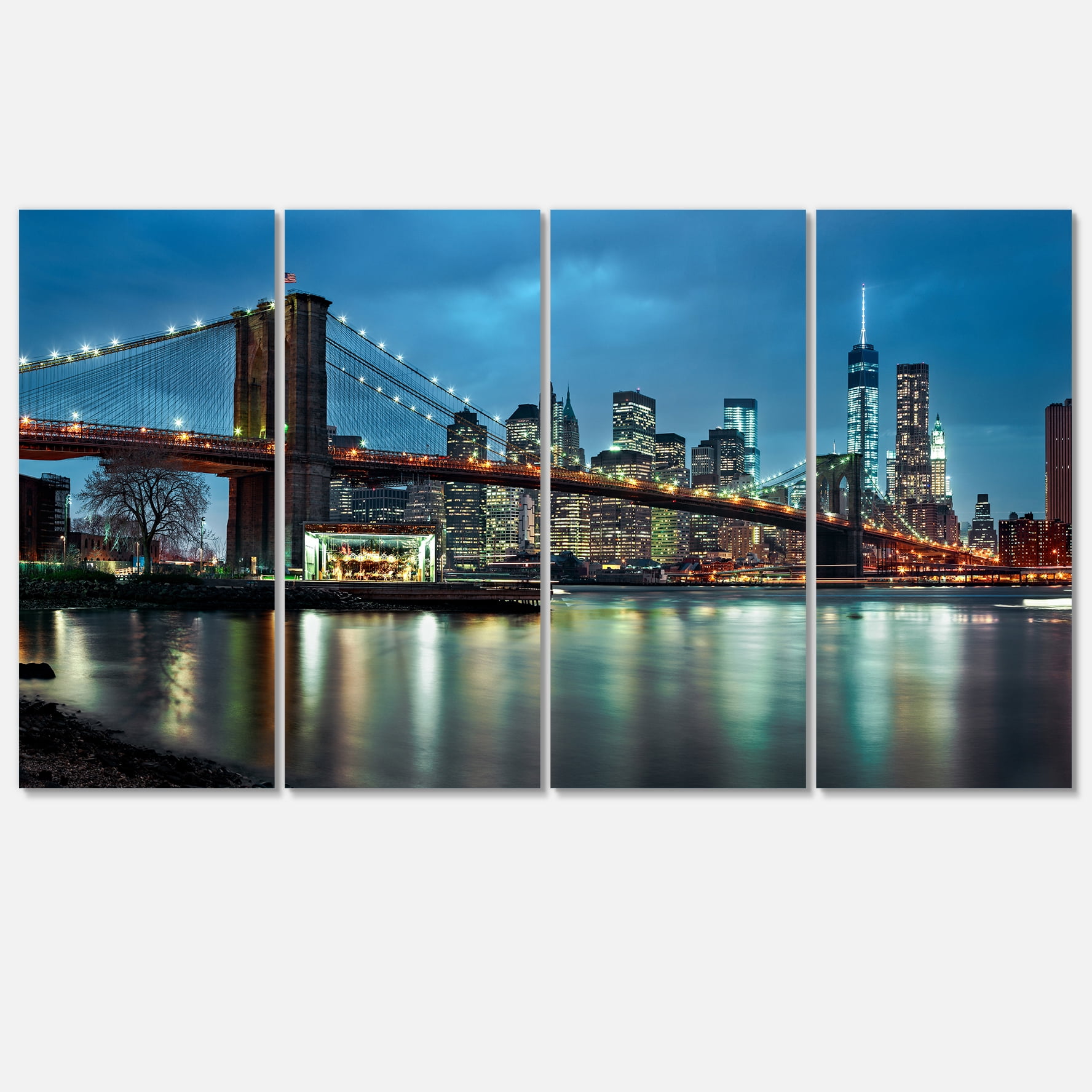 Designart 'Brooklyn Bridge and Skyscrapers ' Cityscape Canvas Print