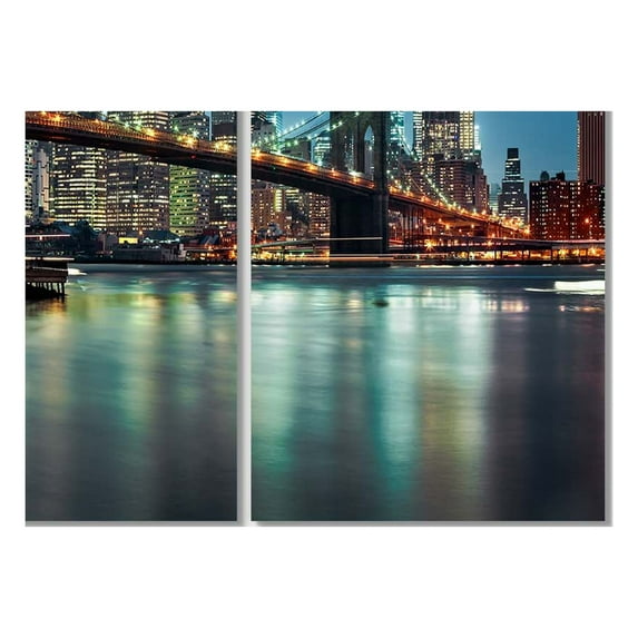 Designart 'Brooklyn Bridge and Skyscrapers ' Cityscape Canvas Print