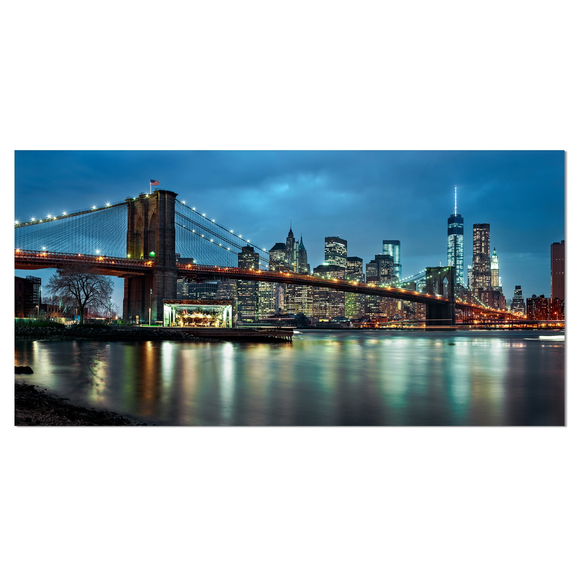 Designart 'Brooklyn Bridge and Skyscrapers ' Cityscape Canvas Print