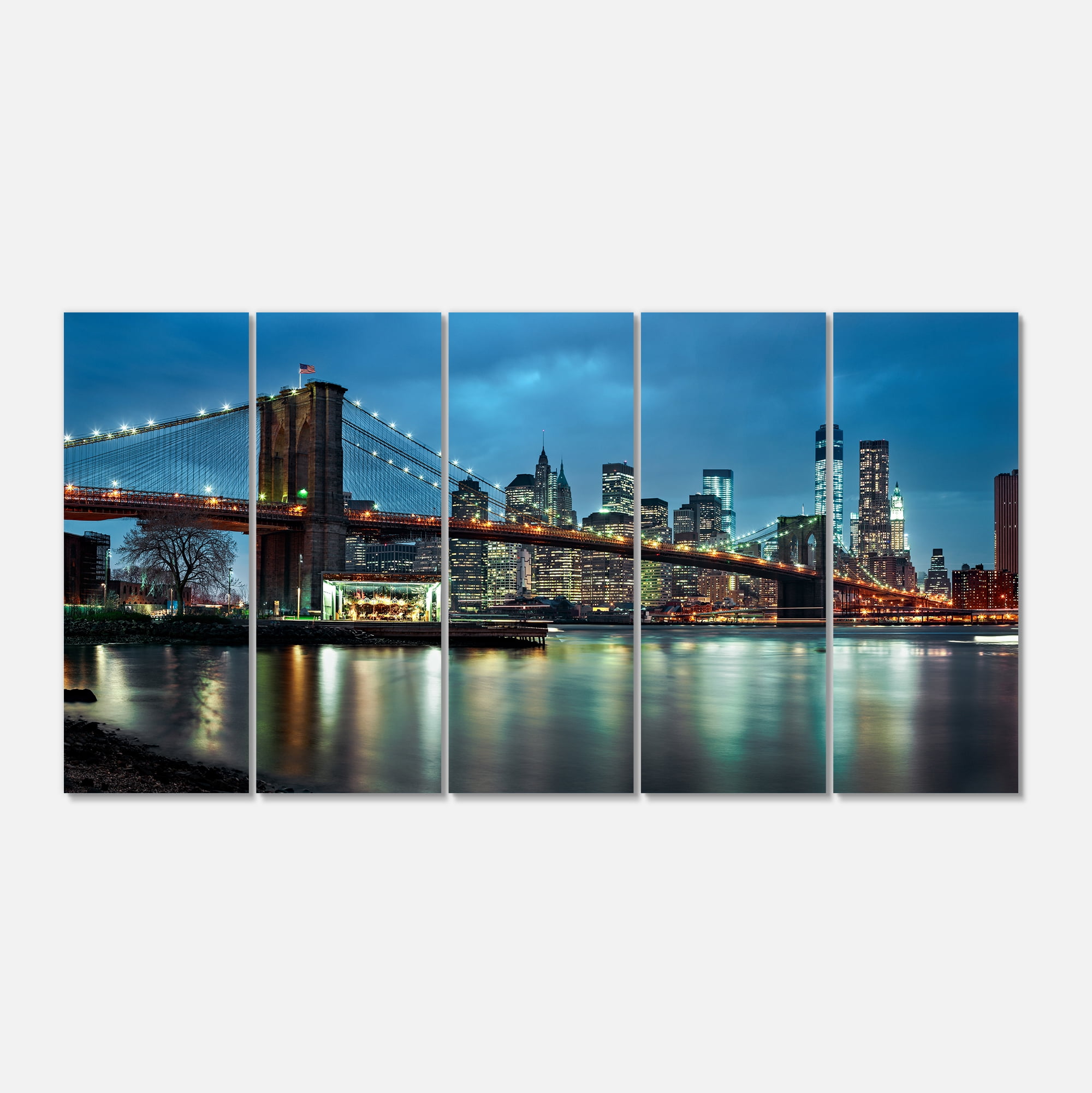 Designart 'Brooklyn Bridge and Skyscrapers ' Cityscape Canvas Print