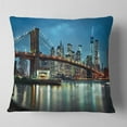 thumbnail image 1 of Designart Brooklyn Bridge and Skyscrapers - Cityscape Throw Pillow - 18x18, 1 of 4