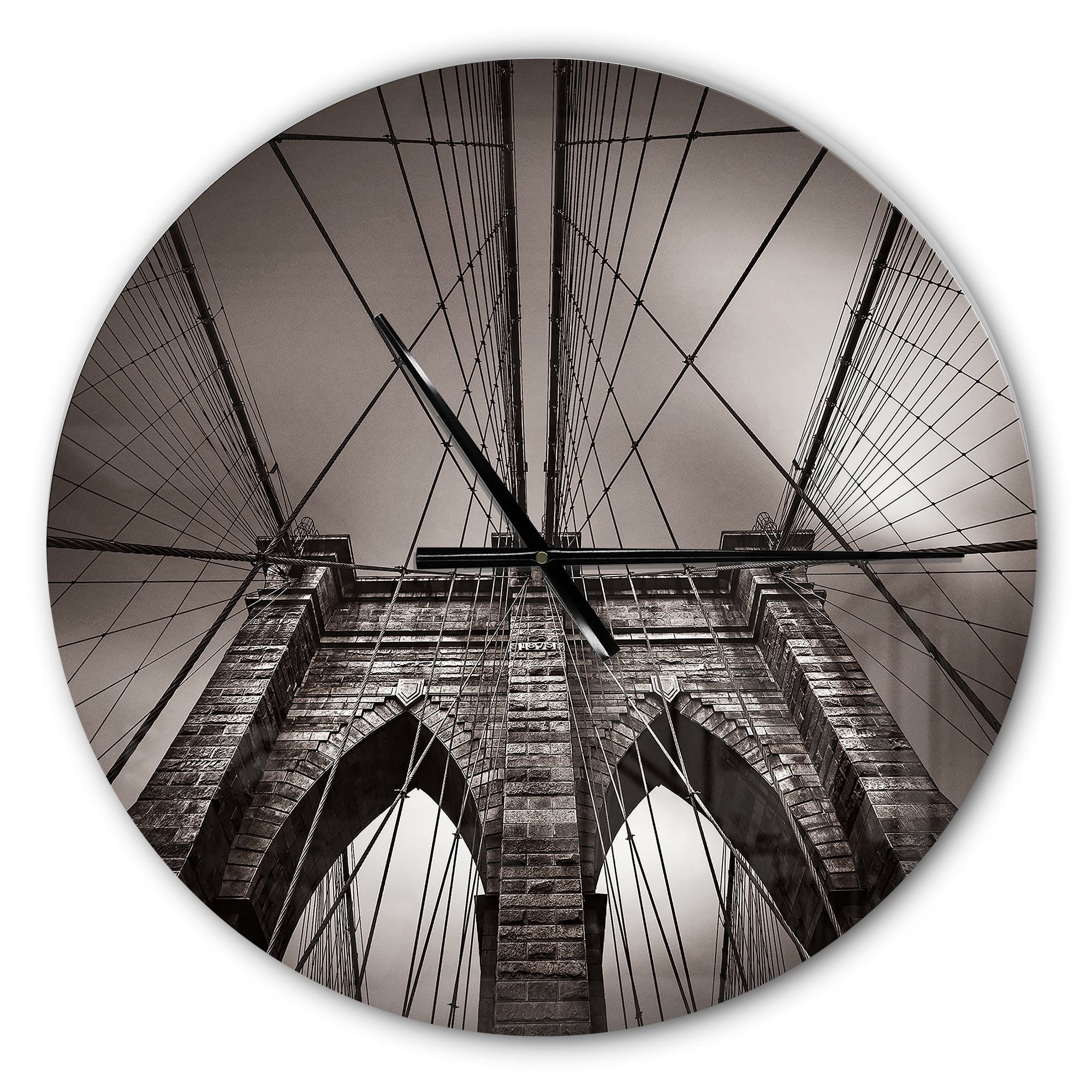 Oversized Gray Aluminum Brooklyn Bridge Wall Clock