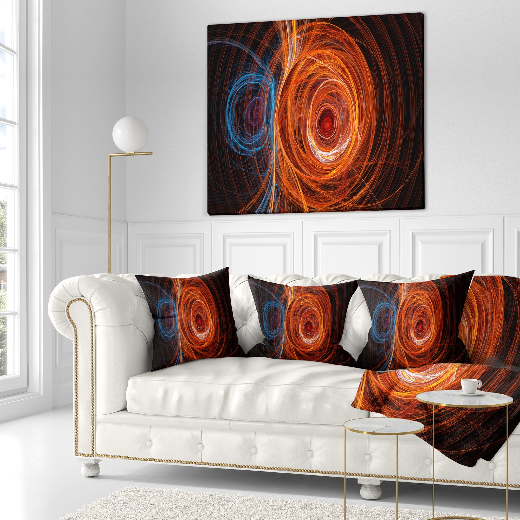 Designart Brown Abstract Fractal Circles - Abstract Throw Pillow - 18x18