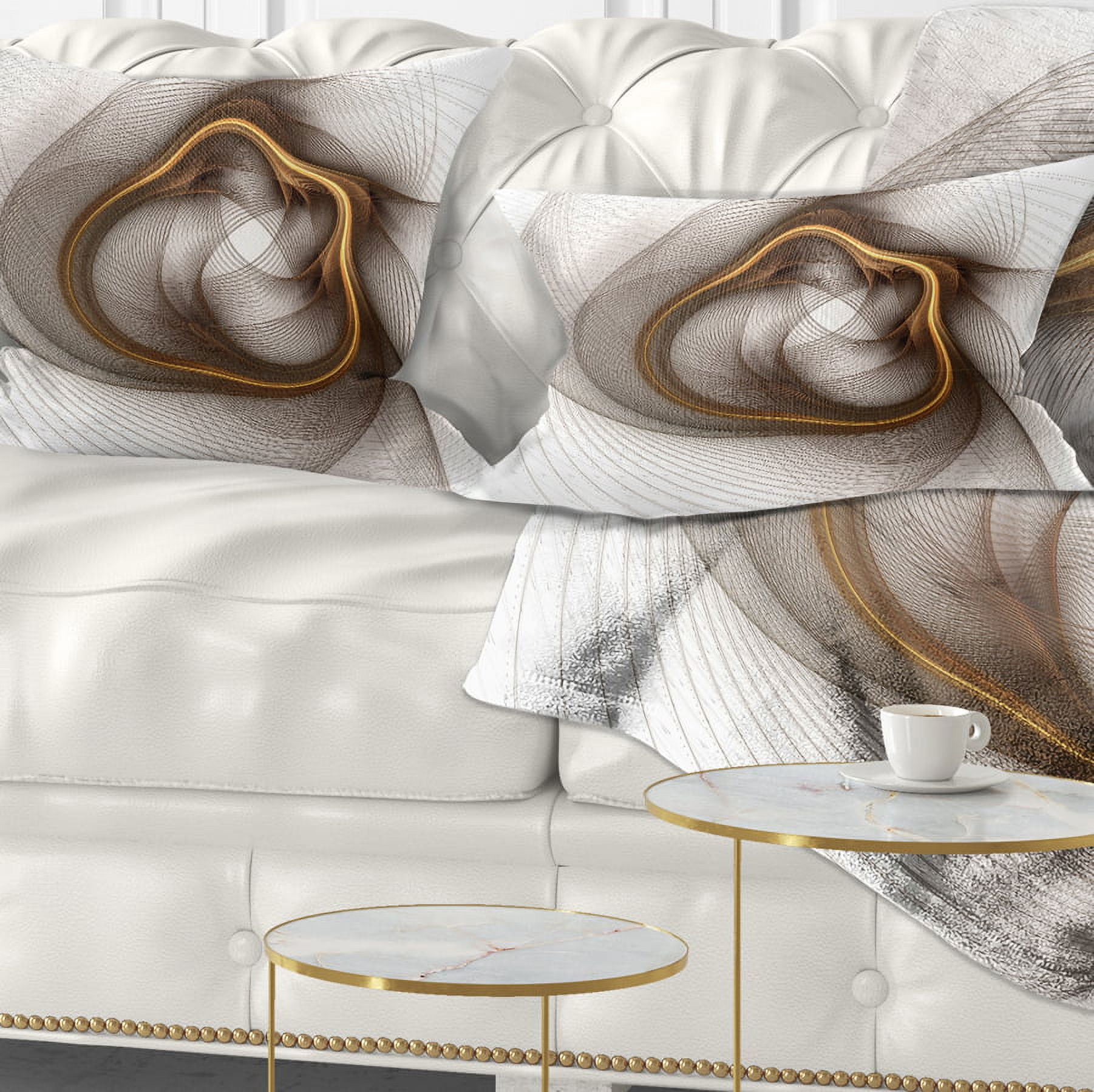 Designart Brown Abstract Fractal Flower - Floral Throw Pillow - 12x20