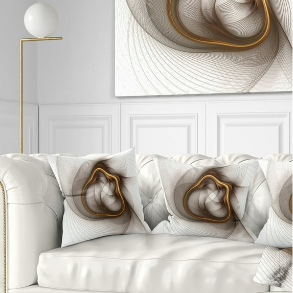 Designart Brown Abstract Fractal Flower - Floral Throw Pillow - 18x18