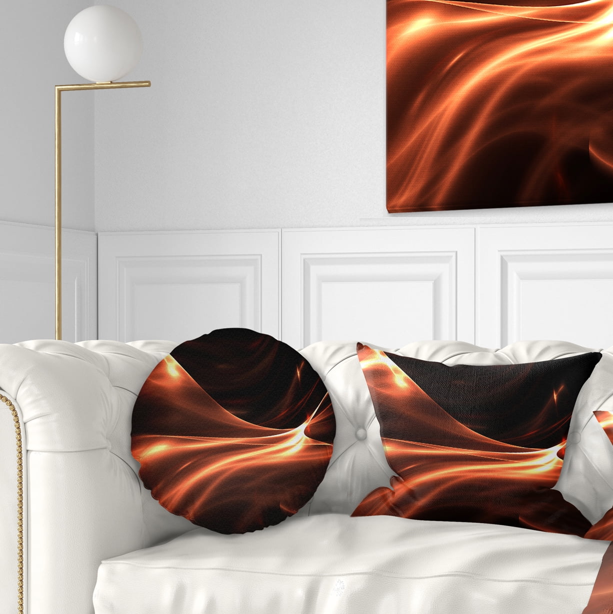 Designart Brown Abstract Warm Fractal Design - Abstract Throw Pillow - 12x20