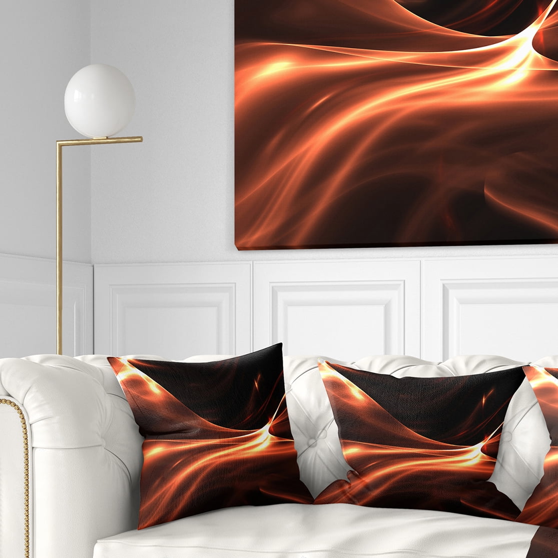Designart Brown Abstract Warm Fractal Design - Abstract Throw Pillow - 16x16