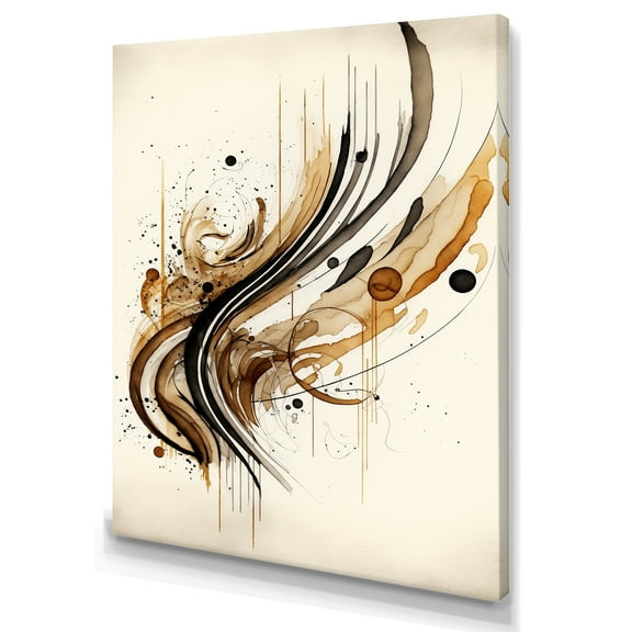 Designart Brown And Black Movement I Canvas Wall Art