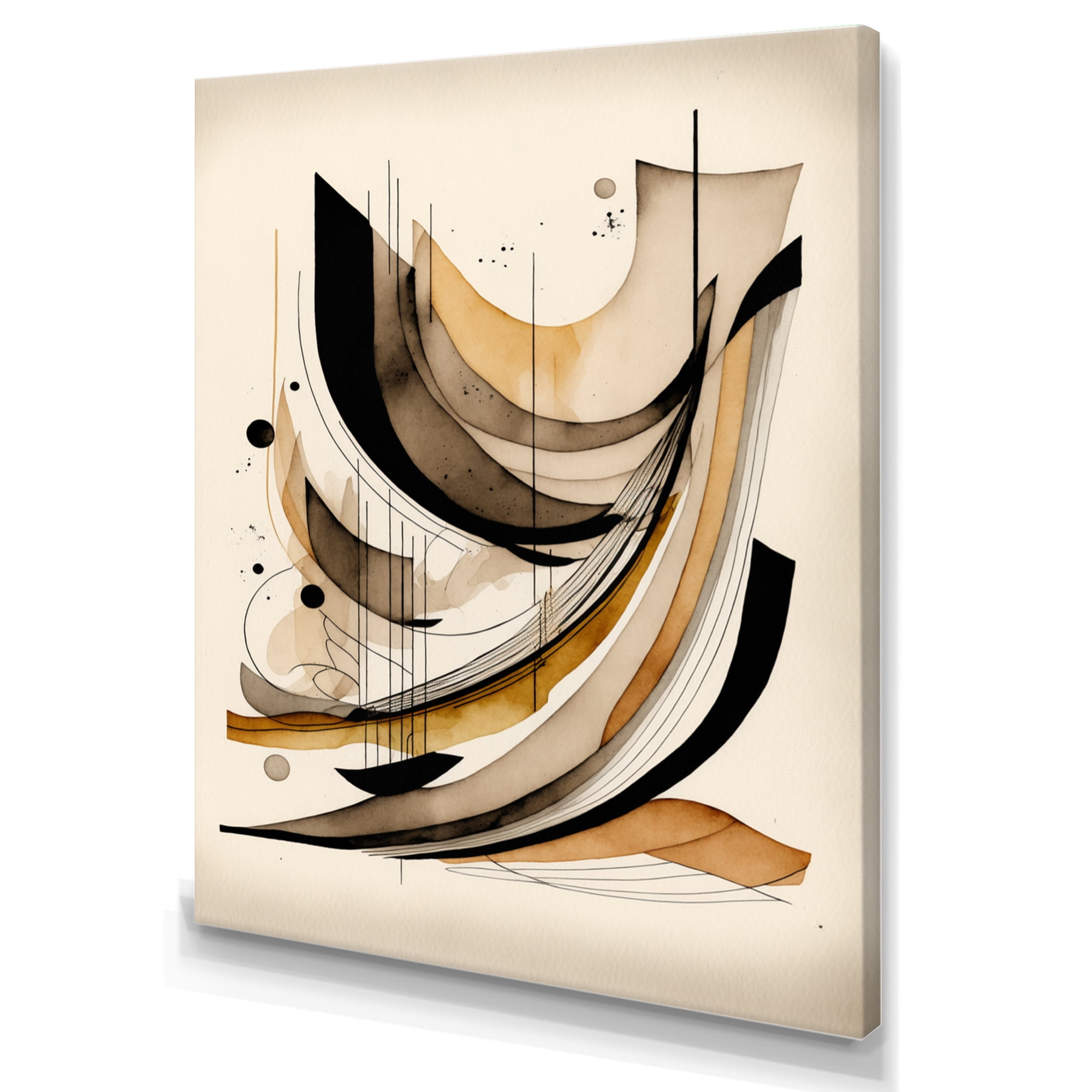 Designart Brown And Black Movement II Canvas Wall Art