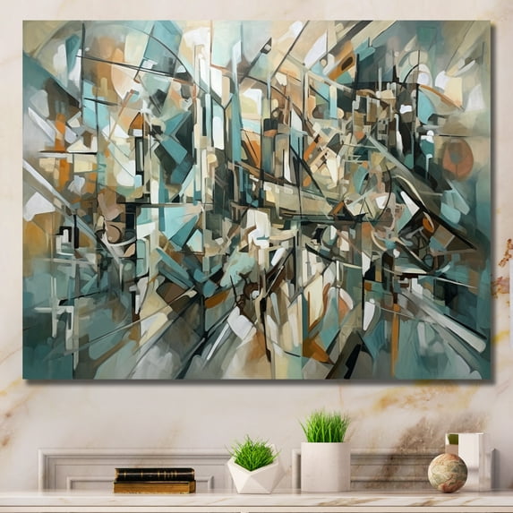Designart "Brown And Green A Marble Effect" Abstract Marble Wall Art Print
