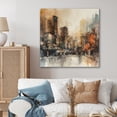 thumbnail image 1 of Designart "Brown And Orange Artistic Tributes To The Art Deco Era" City Art Deco Wall Art Print, 1 of 5