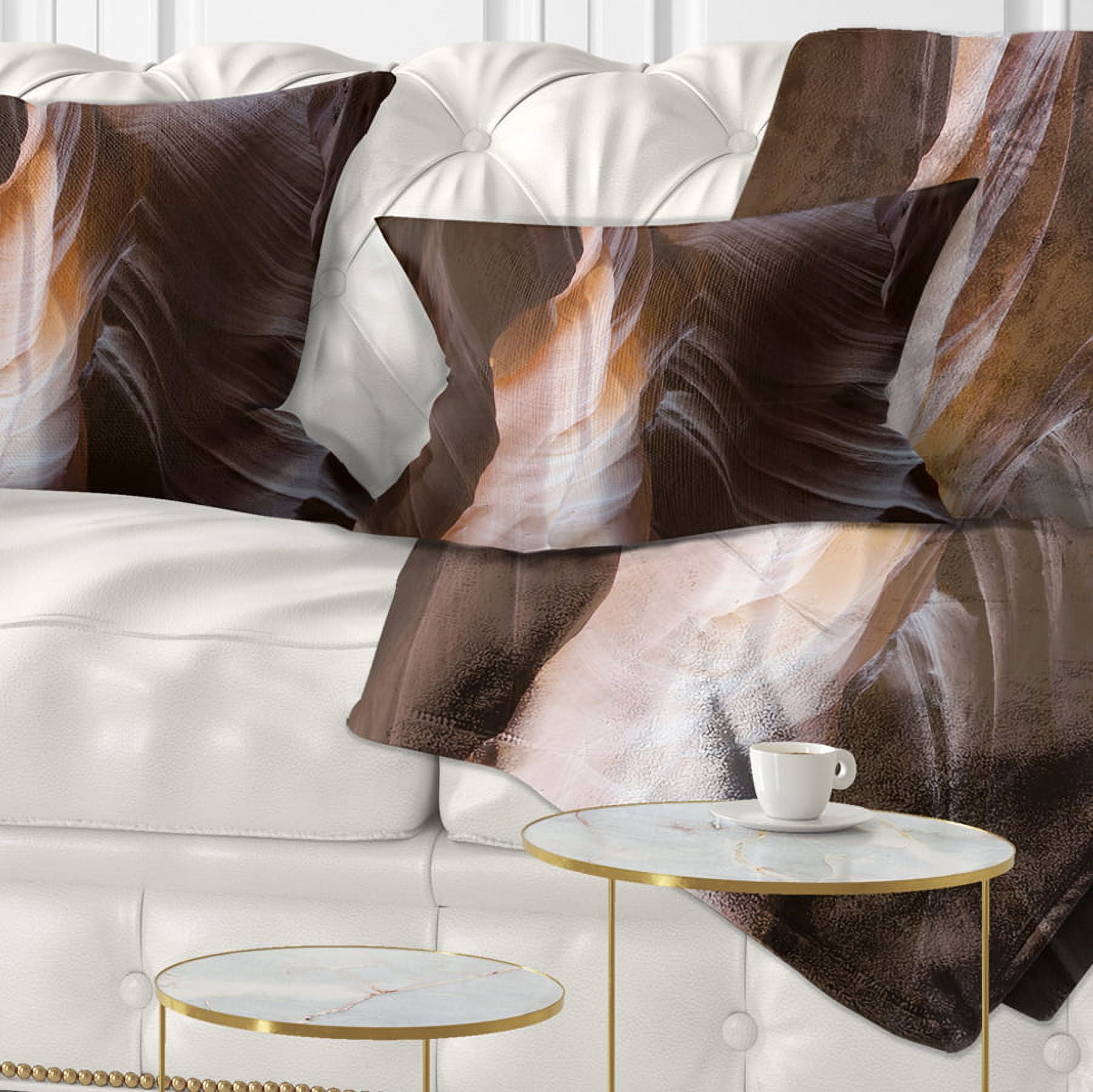 Designart Brown Antelope Canyon - Landscape Photography Throw Pillow - 12x20