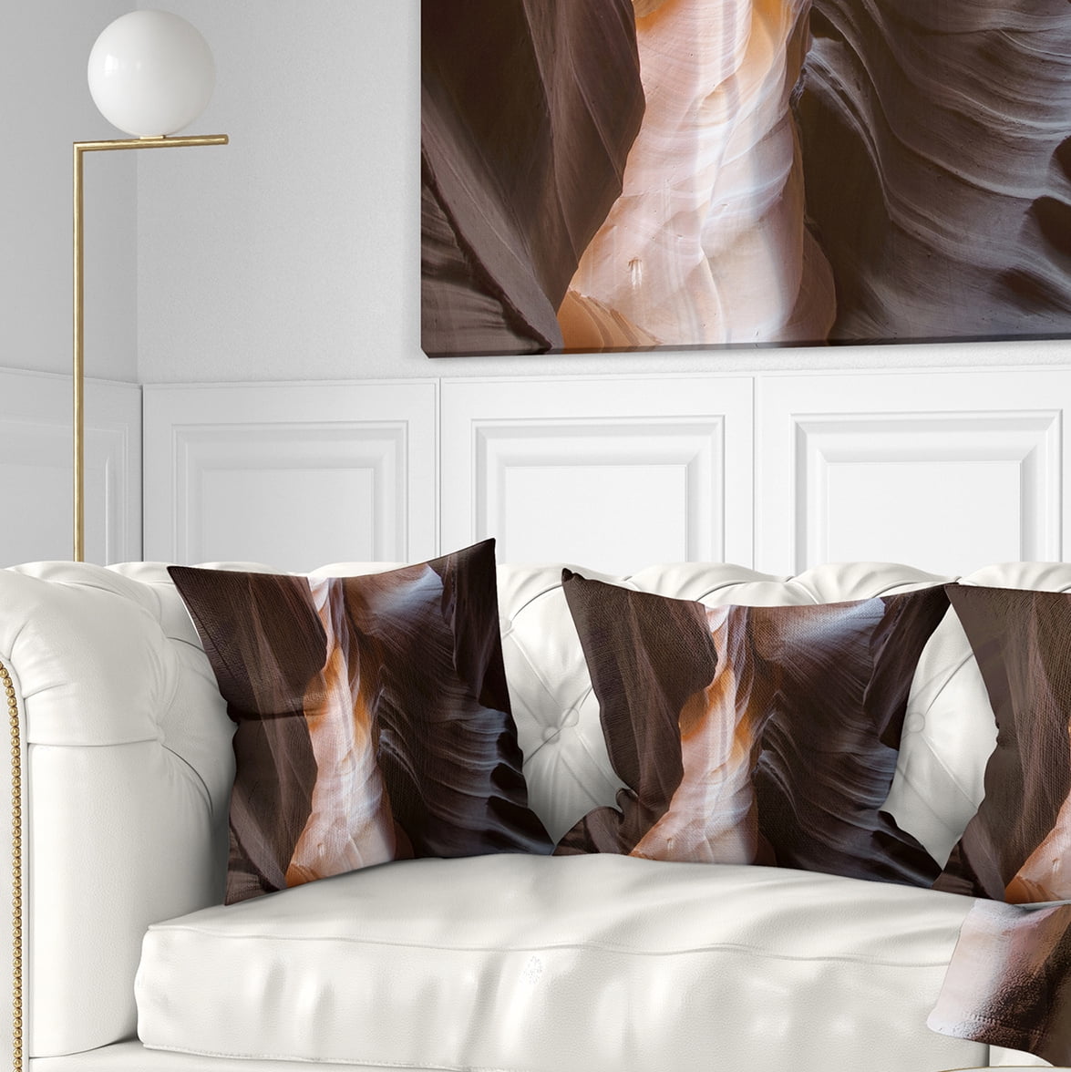 Designart Brown Antelope Canyon - Landscape Photography Throw Pillow - 16x16