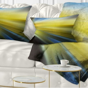 Designart Brown Blue Focus Light - Abstract Throw Pillow - 12x20