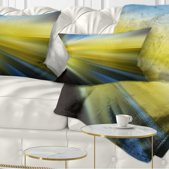 Designart Brown Blue Focus Light - Abstract Throw Pillow - 12x20