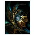 thumbnail image 1 of Designart 'Brown Blue Fractal Flower in Black ' Oversized Abstract Canvas Art, 1 of 3