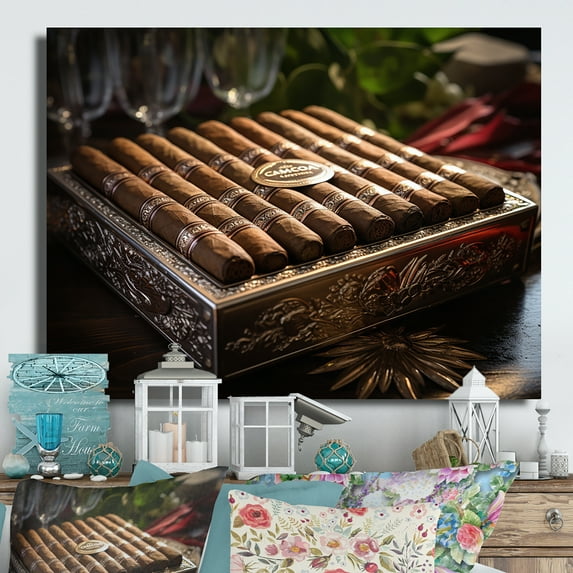 Designart "Brown Cuban Cigars II" Fashion Metal Art Print