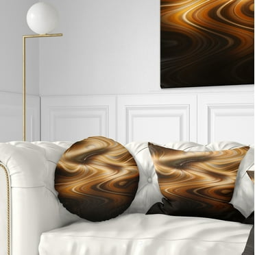 Designart Brown Curved Waves Texture - Abstract Throw Pillow - 12x20