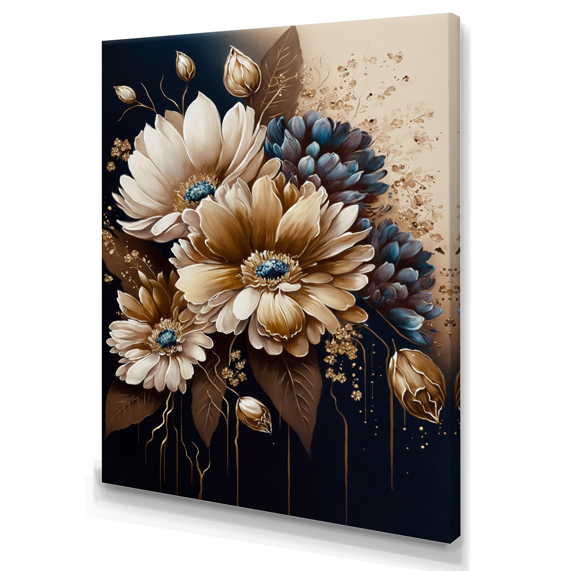 Designart Brown Daisy Bunch I Canvas Wall Art