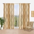 thumbnail image 1 of Designart 'Brown Damask Pattern' Mid-Century Modern Curtain Panel, 1 of 4