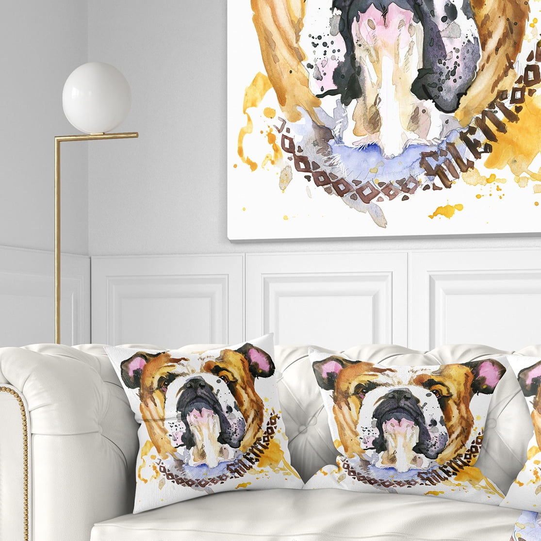 Designart Brown Dog Head - Animal Throw Pillow - 16x16
