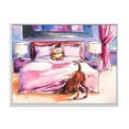thumbnail image 1 of Designart 'Brown Dog Looking Under the Bed and Teddy Bear' Farmhouse Framed Canvas Wall Art Print, 1 of 5