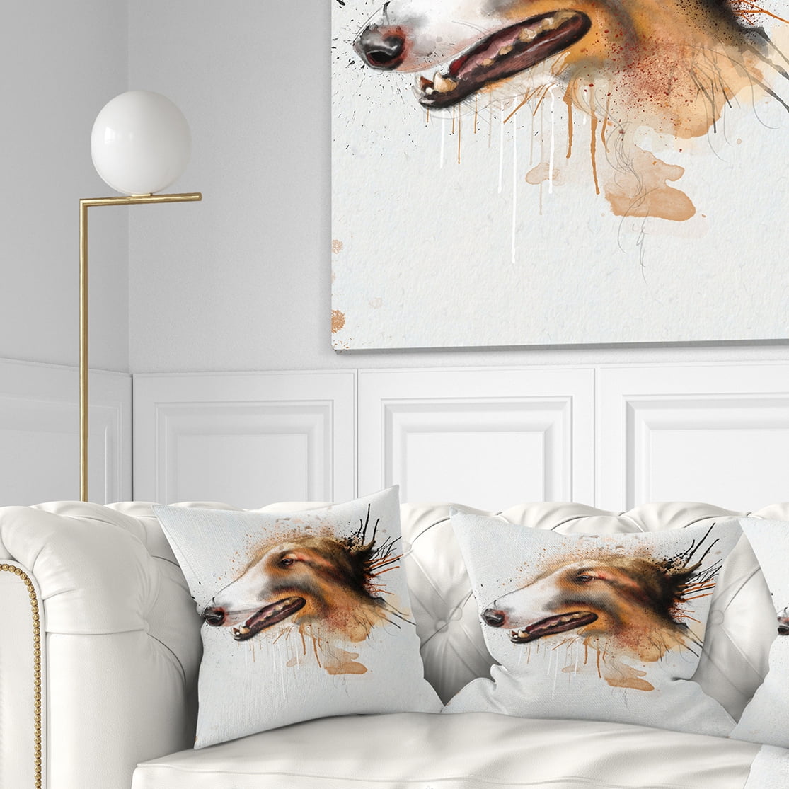 Designart Brown Dog Portrait Watercolor - Animal Throw Pillow - 16x16