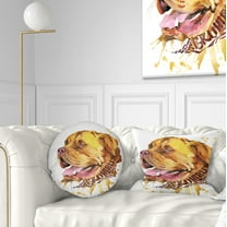 Designart Brown Dog Watercolor - Animal Throw Pillow - 12x20