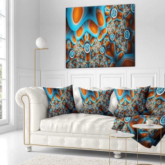 Designart Brown Extraterrestrial Life Forms - Floral Throw Pillow - 16x16