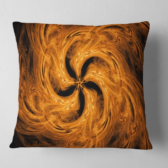 Designart Brown Fire Fractal Flower Design - Floral Throw Pillow - 18x18