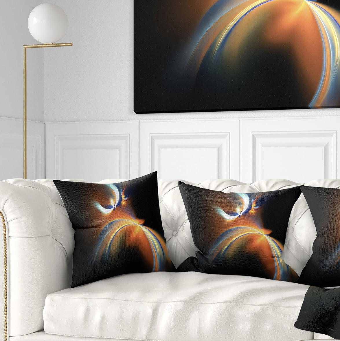Designart Brown Floating Fractal Designs - Abstract Throw Pillow - 16x16