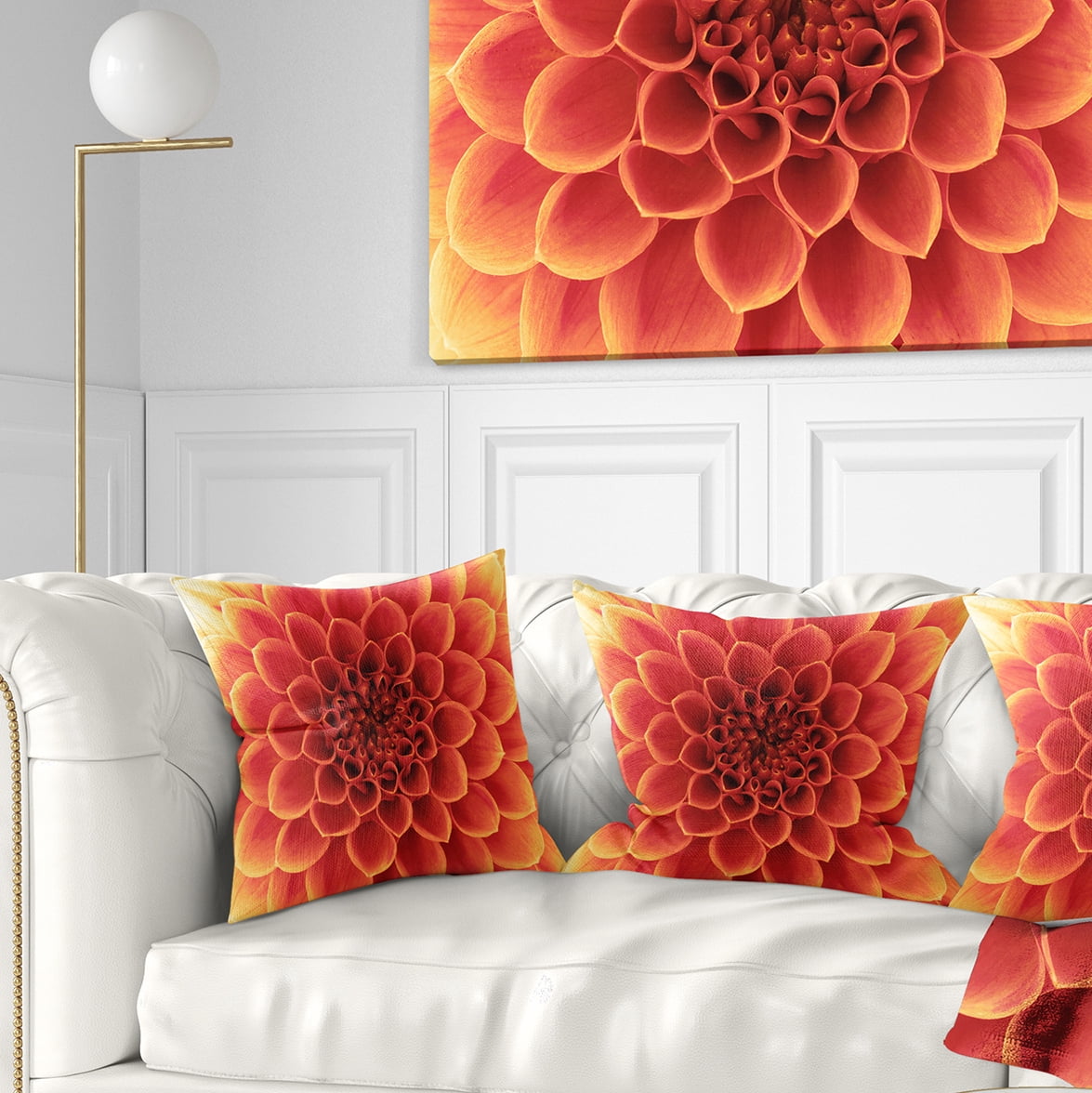 Designart Brown Flower with Dense Petals - Floral Photo Throw Pillow - 16x16