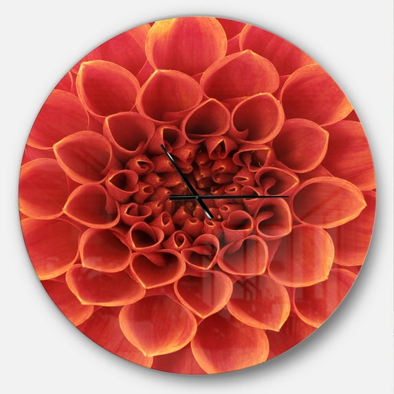Designart 'Brown Flower with Dense Petals' Metal Wall Clock