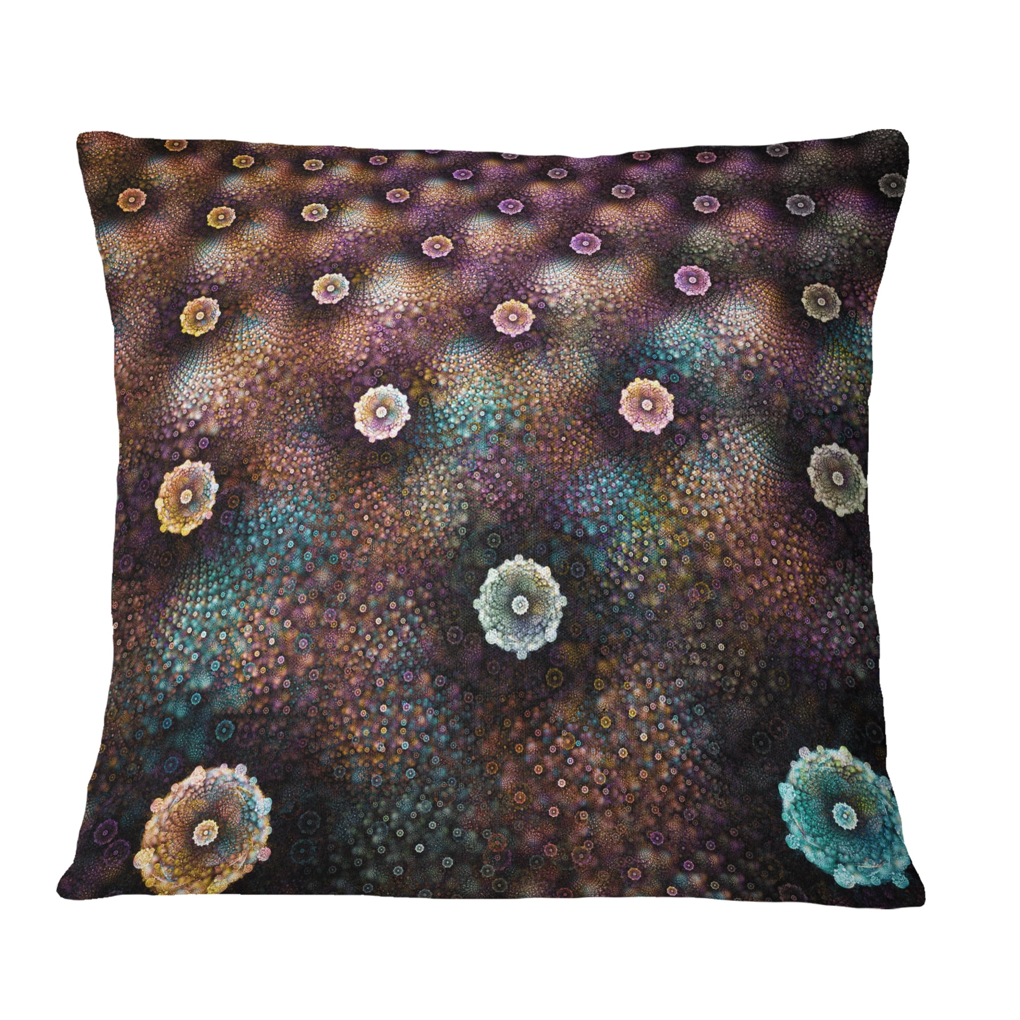 Designart Brown Flowers on Alien Planet - Floral Throw Pillow - 16x16