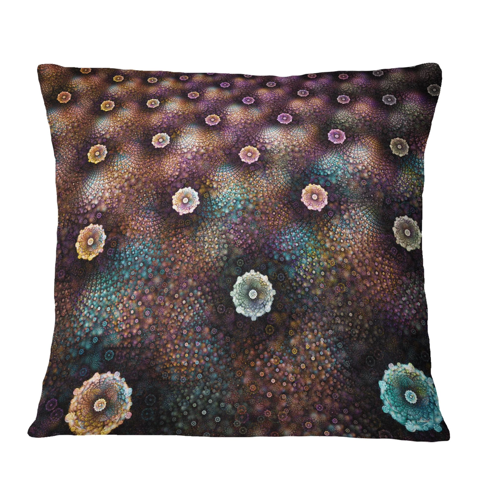 Designart Brown Flowers on Alien Planet - Floral Throw Pillow - 18x18