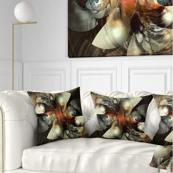 Designart Brown Fractal Artwork - Abstract Throw Pillow - 16x16