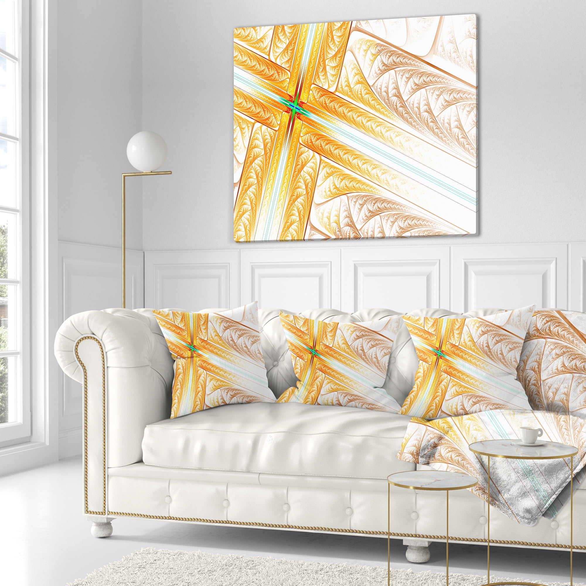 Designart Brown Fractal Cross Design - Abstract Throw Pillow - 18x18