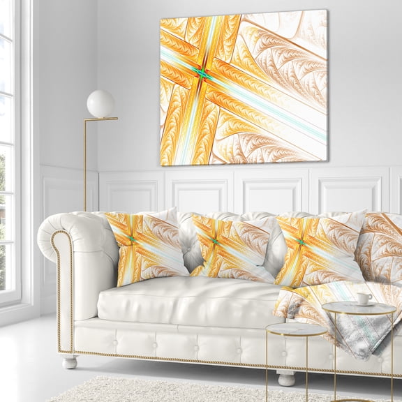 Designart Brown Fractal Cross Design - Abstract Throw Pillow - 18x18