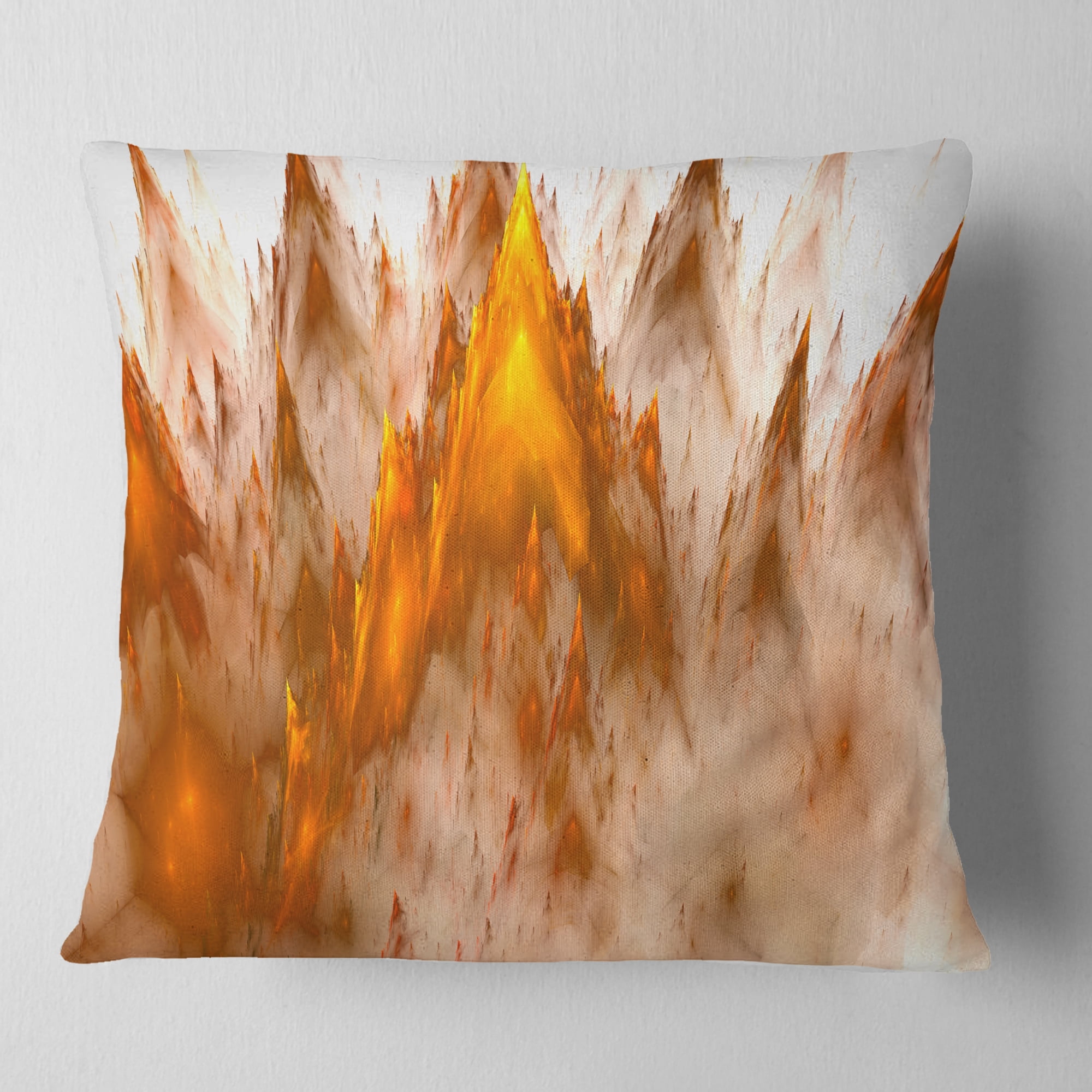 Designart Brown Fractal Crystals Design - Abstract Throw Pillow - 16x16
